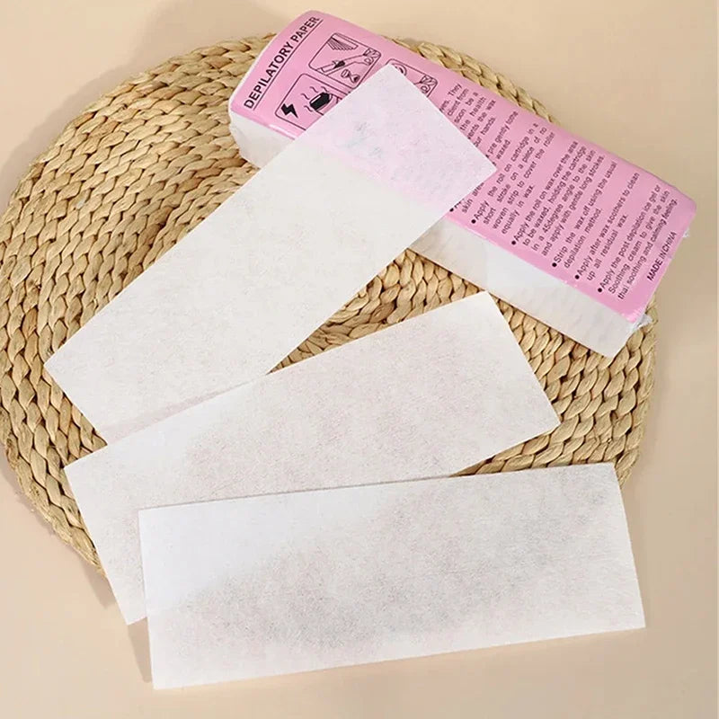 Premium Non-Woven Fabric Waxing Strips for Smooth Leg Hair Removal - Available in 20, 50, 100 Packs