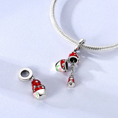 Sterling Silver Cat and Flower Heart Charm for DIY Bracelet Jewelry KTC1676