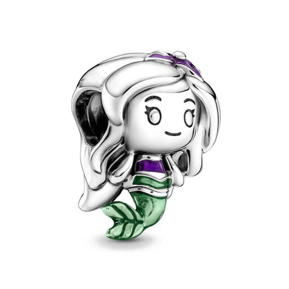 Mermaid Princess 925 Silver Dangle Charm Top Rated DIY Jewelry for Bracelets and Necklaces F164