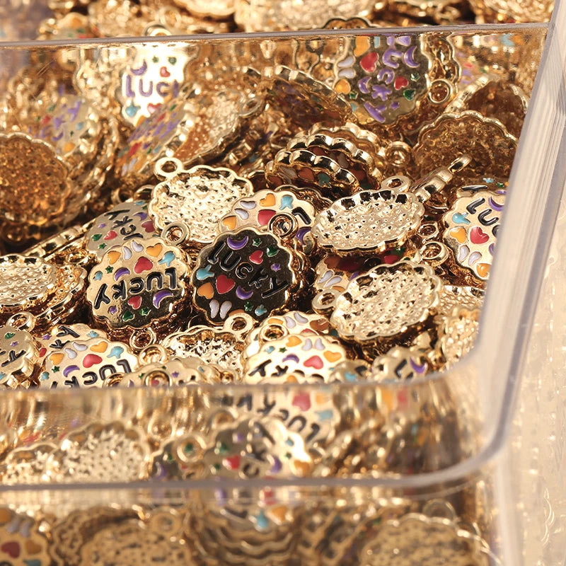 Gold-Plated Enamel Letter Charms Set for DIY Jewelry and Accessories