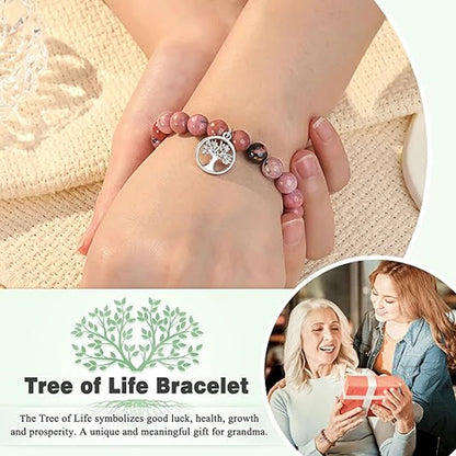 Elegant Tree of Life Natural Stone Bracelet for Women - Perfect Gift for Grandma on Birthday, Christmas, or Mother's Day