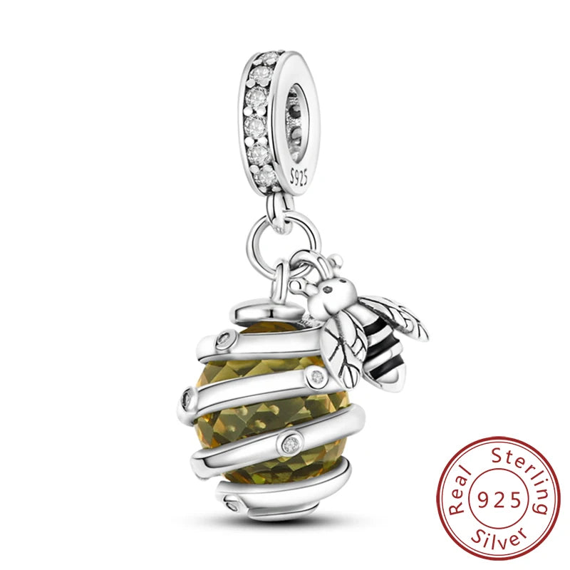 Glowing Firefly Butterfly Charm Bead 925 Sterling Silver Pendant for Bracelets KTC101
