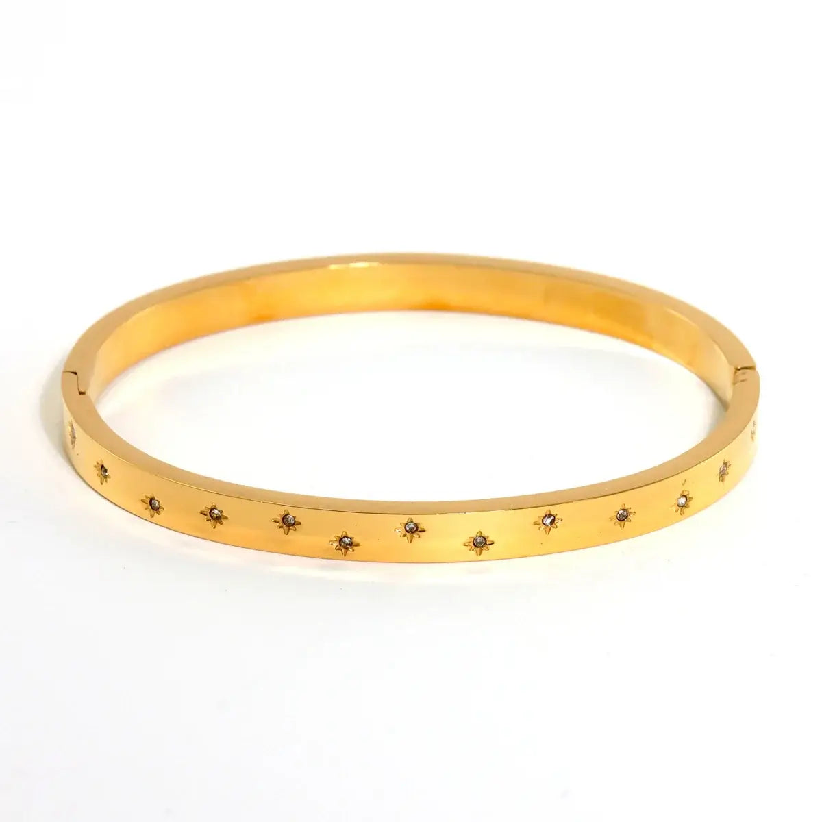 New Waterproof Cubic Zirconia Heart Flower Bangles Jewelry for Women BR8382-Gold CHINA