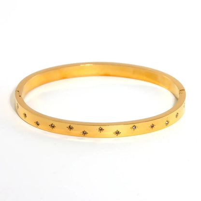 New Waterproof Cubic Zirconia Heart Flower Bangles Jewelry for Women BR8382-Gold CHINA