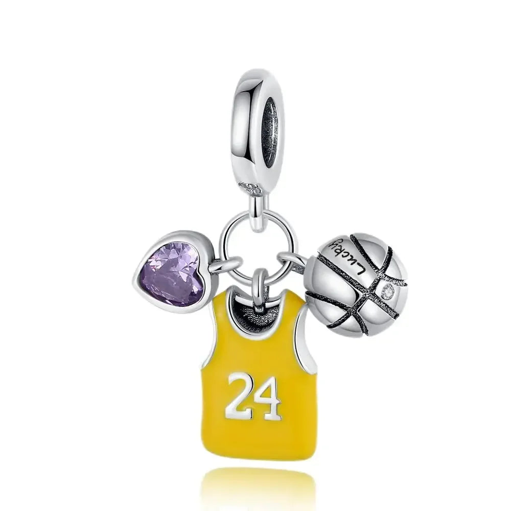 Original 925 Sterling Silver Sports Ball Charms Earrings Beads Pendants for Bracelet Necklace Jewelry Gift