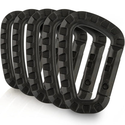 5Pcs Tactical 3.5 Inch Plastic Carabiner Molle Clip EDC Tools Black