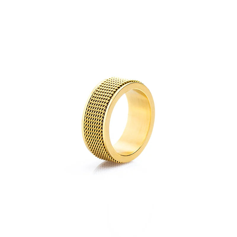 Stainless Steel Braided Mesh Rotating Stress Relief Ring for Men