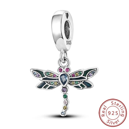 Glowing Firefly Butterfly Charm Bead 925 Sterling Silver Pendant for Bracelets KTC112
