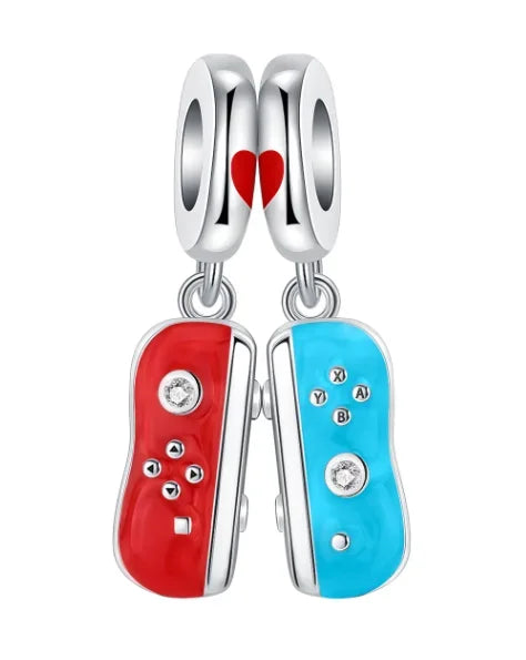 Original 925 Sterling Silver Red Charm Beads Set Heart Cherry Strawberry Flower Fish Zircon Accents for DIY Necklace and Bracelet Jewelry Gift