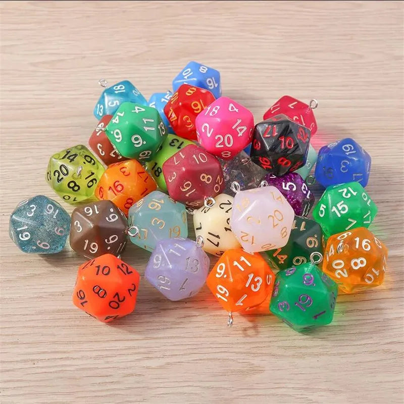 Vibrant 3D Dice Charms Set for DIY Jewelry Making and Creative Accessories