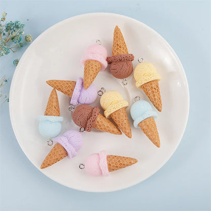 Charming 3D Ice Cream Resin Charms Set for DIY Jewelry Accessories