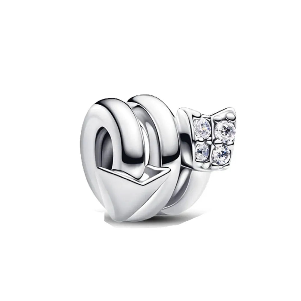 Exquisite 925 Silver Bead Pendant for DIY European Bracelets with Bow Rose Boy and Girl Charms P2346