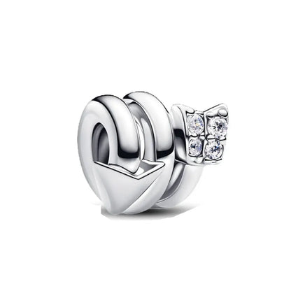 Exquisite 925 Silver Bead Pendant for DIY European Bracelets with Bow Rose Boy and Girl Charms P2346