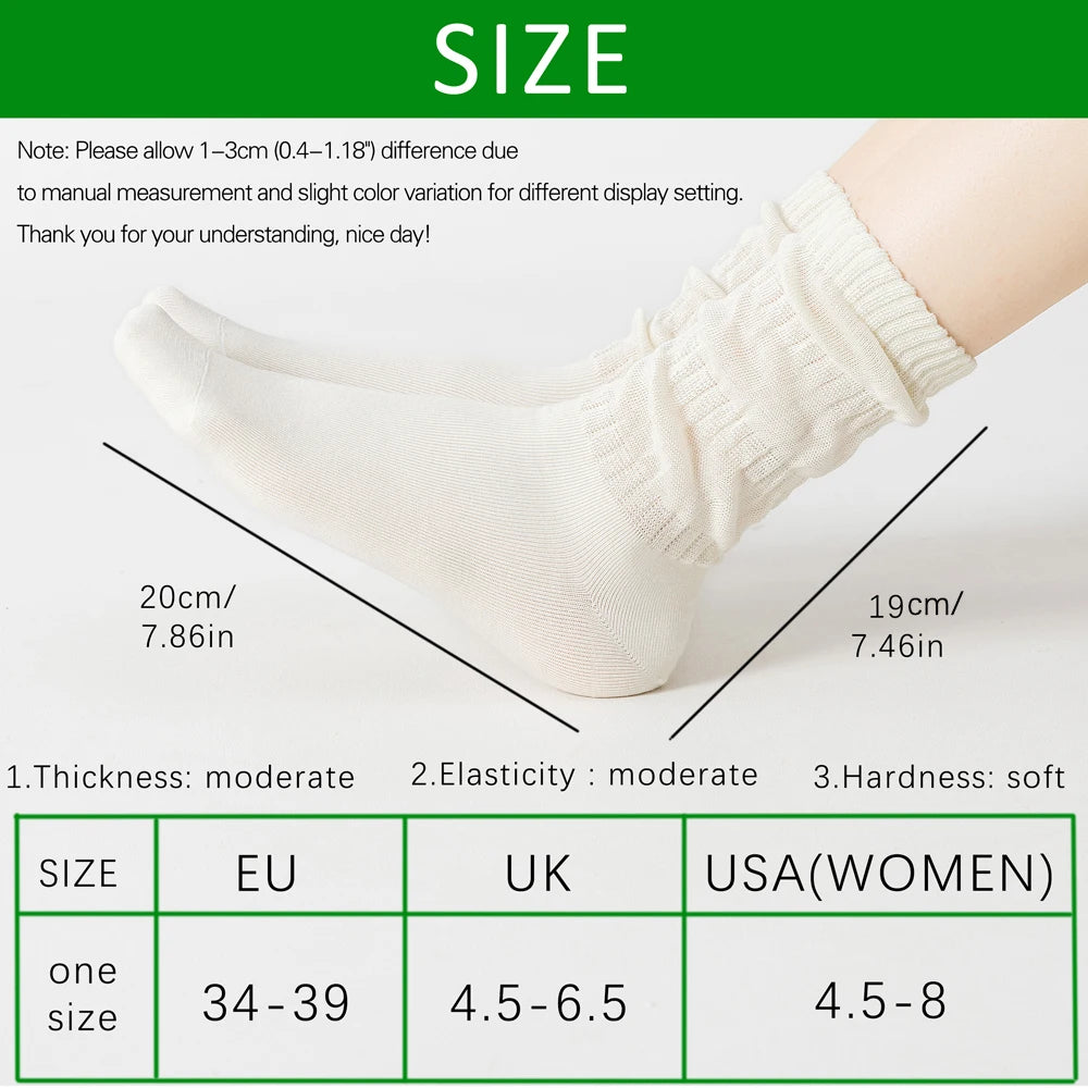 Womens Breathable Mid Calf Cotton Socks Elastic Wave Cuff