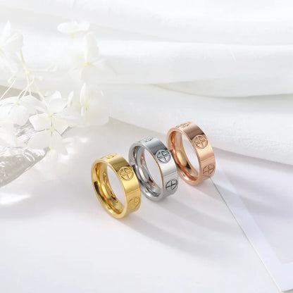 Luxurious Gold Stainless Steel Cross Rings for Couples – Timeless Wedding Jewelry Gift