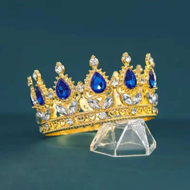 Baroque Vintage Gold Crystal Rhinestone Bridal Tiara and Crown for Women