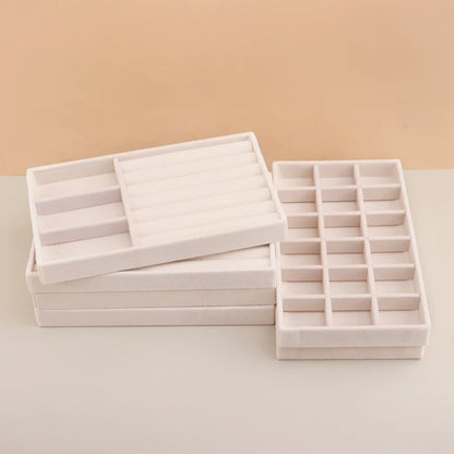 Velvet Jewelry Tray Stackable Beige Storage for Rings and Earrings