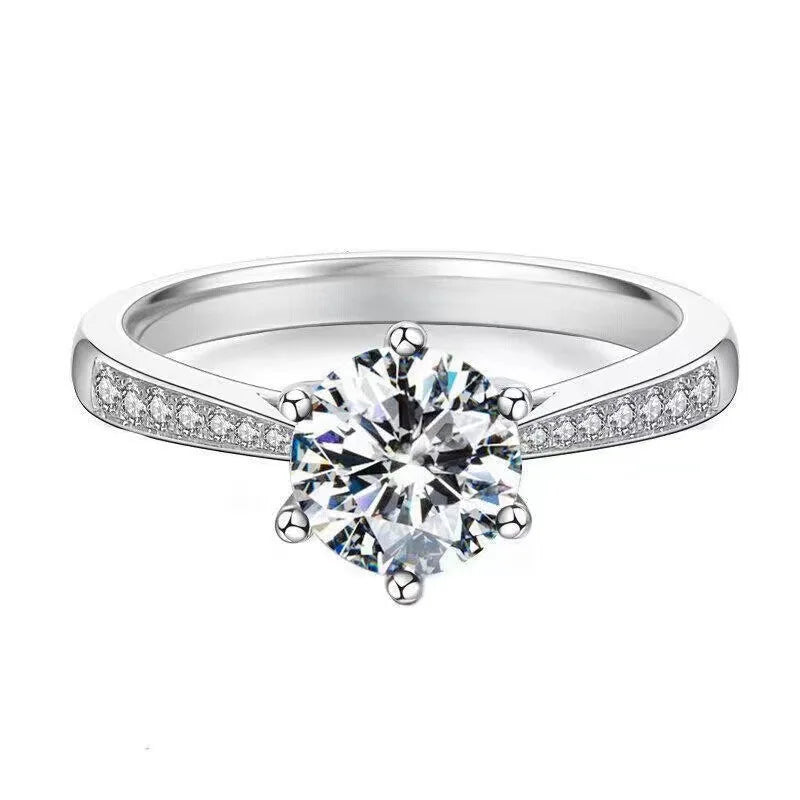 Elegant 925 Sterling Silver Heart Zircon Adjustable Ring for Women