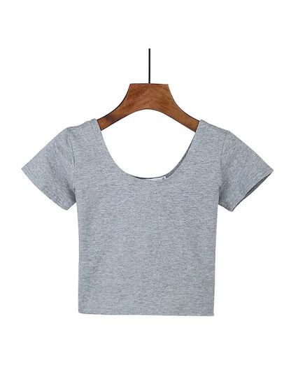Dozw Solid Crop Top For Women Slim Fit High Waist Tee