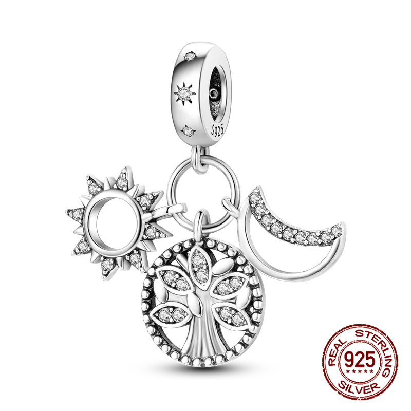 Inlaid Zircon Heart Charm Beads 925 Sterling Silver Dangle for Bracelets SMC3477