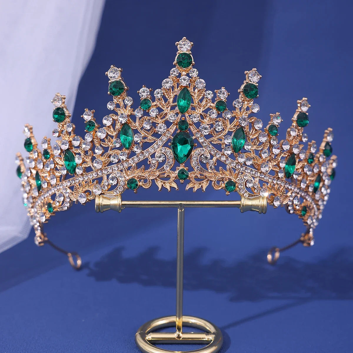 Luxury Bridal Crown - Baroque Queen Tiaras for Weddings & Parties gold green