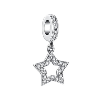 Sparkling Snowflake Sun Lightning Dangle Charm Bead 925