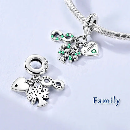 Sterling Silver Cat and Flower Heart Charm for DIY Bracelet Jewelry KTC1663