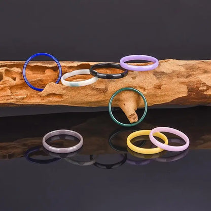 Jiayiqi Smooth Cut Ceramic Rings for Couples in Trendy Colors