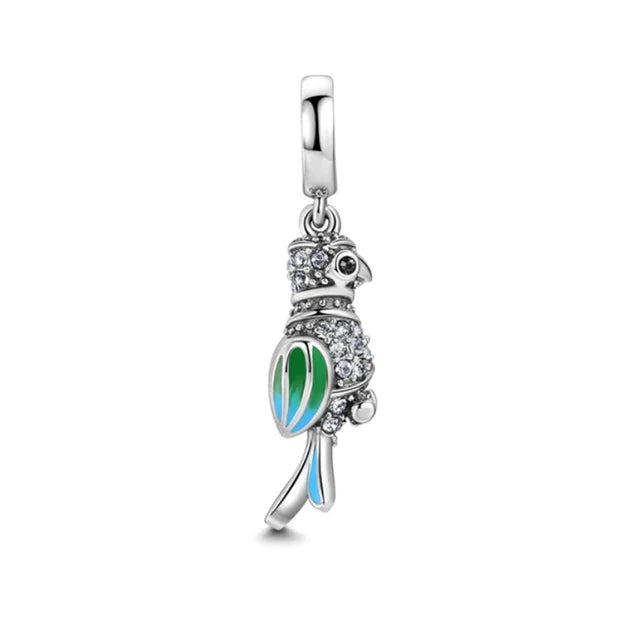 925 Sterling Silver Green Clover Pendant for European Bracelet Charms Women Jewelry B3820