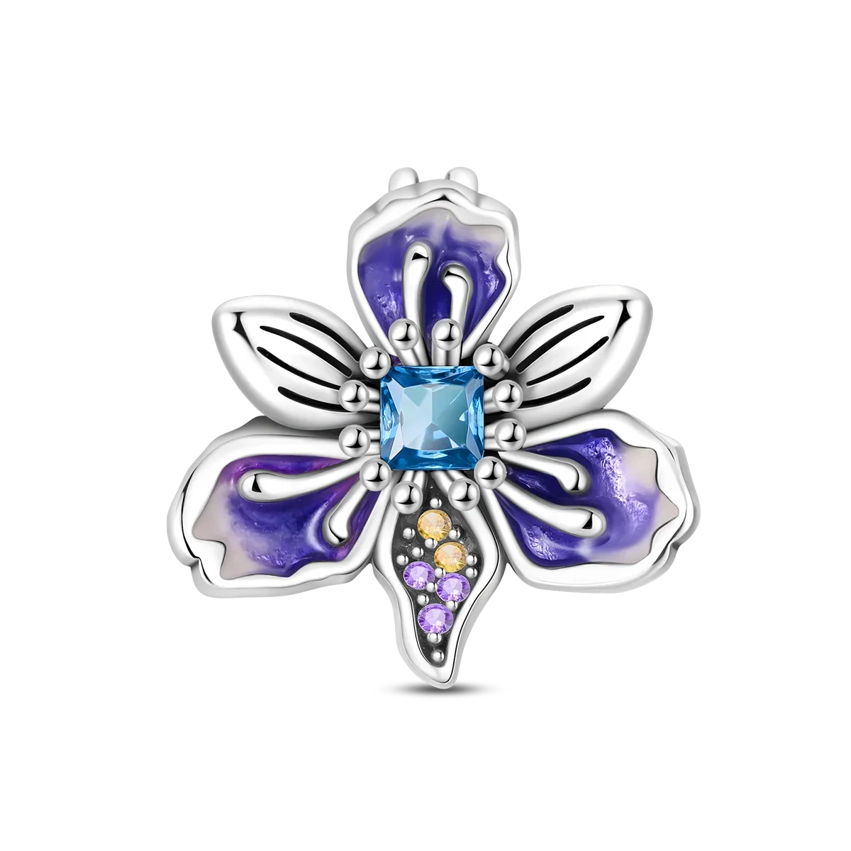 925 Sterling Silver Purple Heartsease Hydrangea Charms for DIY Jewelry Necklace and Bracelet Gifts