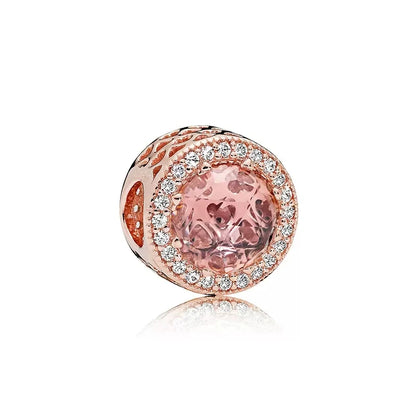 Sparkling Rose Gold Family Tree & Flower Charm Bead for European Silver Bracelet YY0339