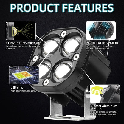 40W 3 Inch Square Universal LED Work Light Bar Fog Lights for Motorcycle and Off-Road Use IP68 Waterproof