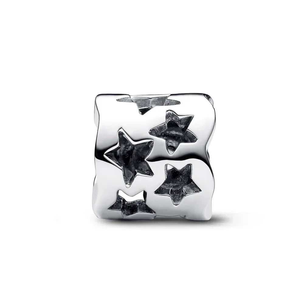 925 Sterling Silver Blue Star Gold Sun Pink Moon Zircon Beads Charms for DIY Jewelry Gifts