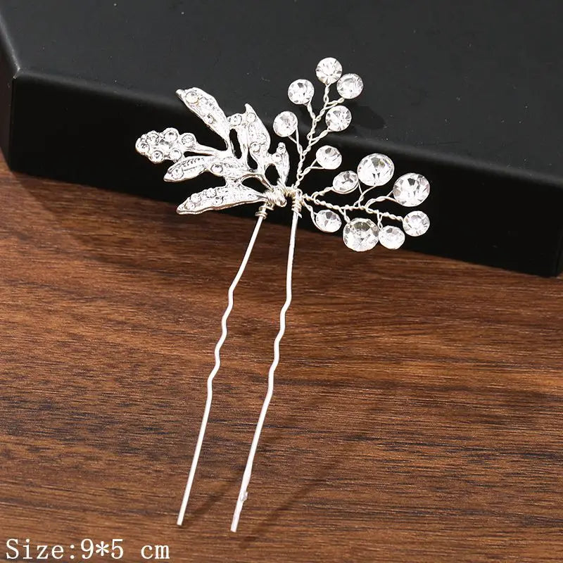 Elegant Pearl Rhinestone Flower Hair Pins for Women Wedding Accessories
