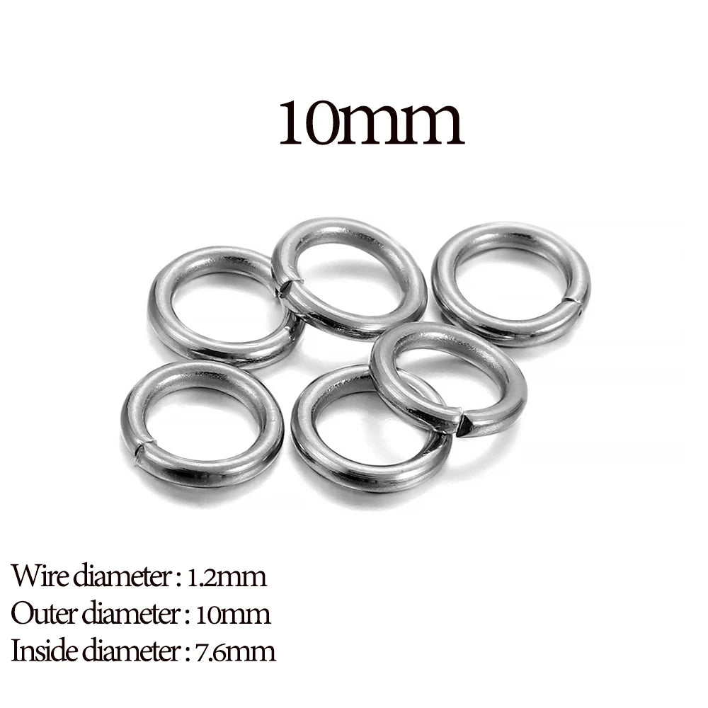 Stainless Steel Jump Rings Open Loops for DIY Jewelry Making 30 to 200 Pieces 1.2 x 10mm 200pcs