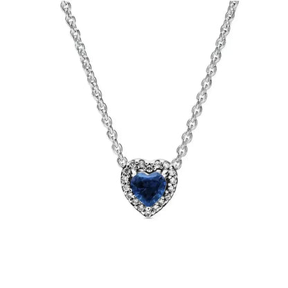 New 925 Sterling Silver Heart-Shaped Necklace with Purple Blue and Green Zircon for Exquisite Jewelry Gifts for Women