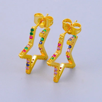 Crmya Gold-Color Cubic Zirconia Hoop Earrings Set for Women Fashion Jewelry 2023