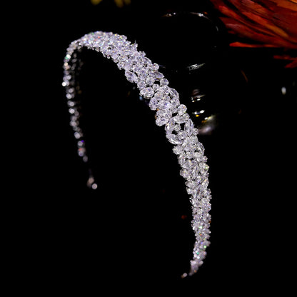 ASNORA Luxury Crystal Bridal Headband Silver Wedding Crown Elegant Hair Accessories for Bridesmaids