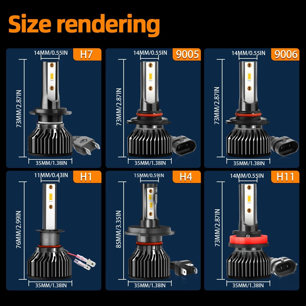 Ultra Bright 22000LM 280W LED Car Headlights H1 H7 H11 9005 Fog Lamps with CSP Chips