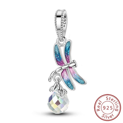 Glowing Firefly Butterfly Charm Bead 925 Sterling Silver Pendant for Bracelets KTC1186