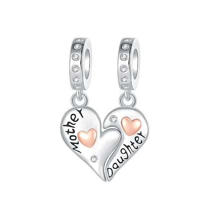 Sparkling Birthstone Heart Charm 925 Sterling Silver Pendant Bead for Mom DIY Jewelry Gift