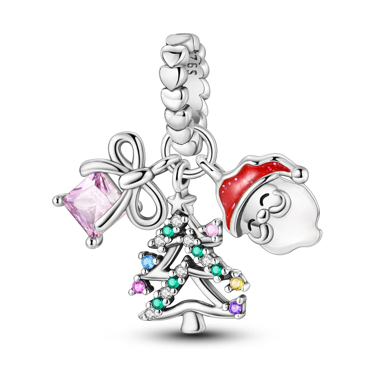 2025 Sterling Silver Christmas Charm Beads for Bracelets and Pendants KSC279