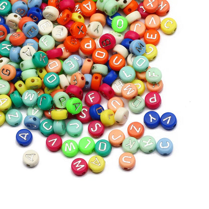 Gold Color Acrylic Spacer Beads with Black Letter Charms for Jewelry Making and DIY Crafts