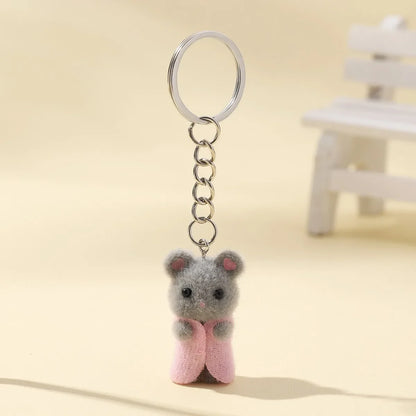 3D Cute Mouse Flocking Charms Cartoon Animal Resin Pendant for DIY Jewelry Making and Handmade Accessories