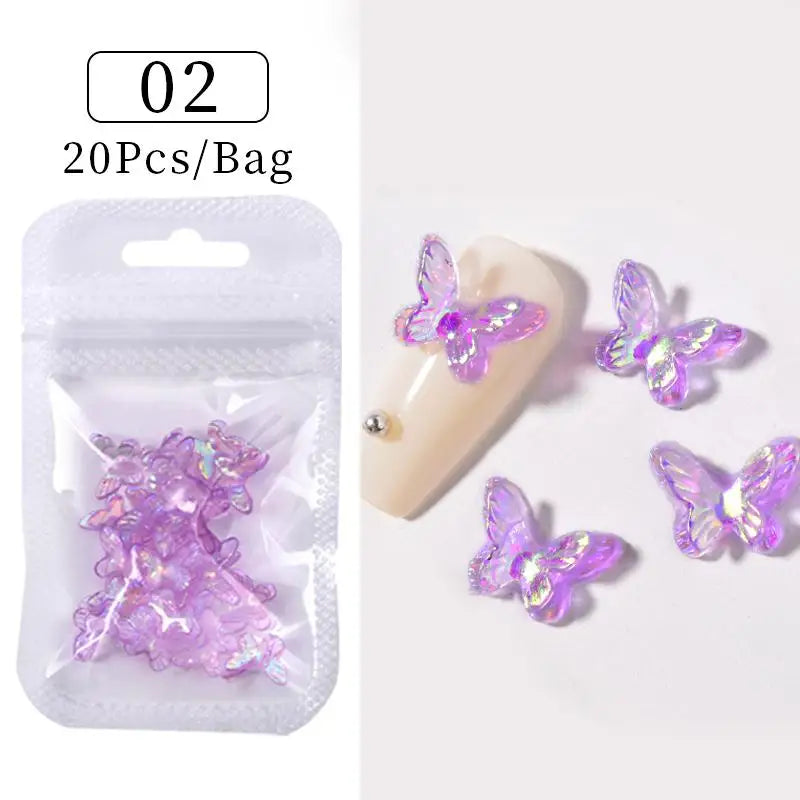 Kawaii Lollypop 3D Nail Art Charms Set with Resin Butterfly and Bear Rhinestones