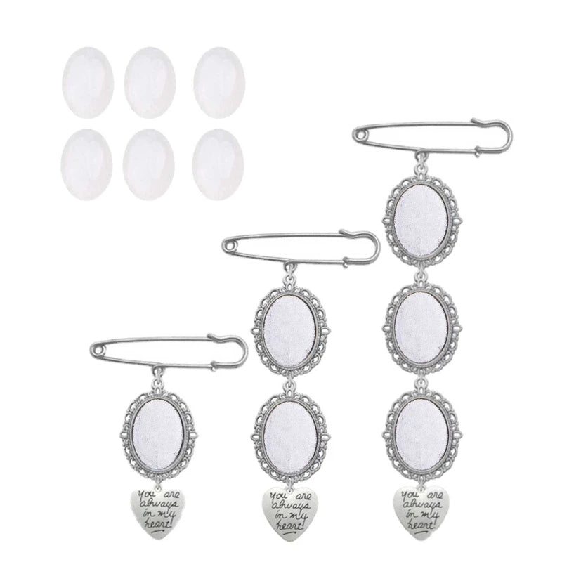 DIY Wedding Bouquet Photo Charm Kit with Elegant Lacy Frame Brooch