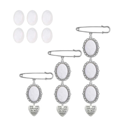 DIY Wedding Bouquet Photo Charm Kit with Elegant Lacy Frame Brooch