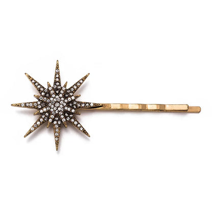 Geometric Stars & Moon Rhinestone Hair Clip Set - Top-Rated Bridal Hairpins for Women Antique Gold-2