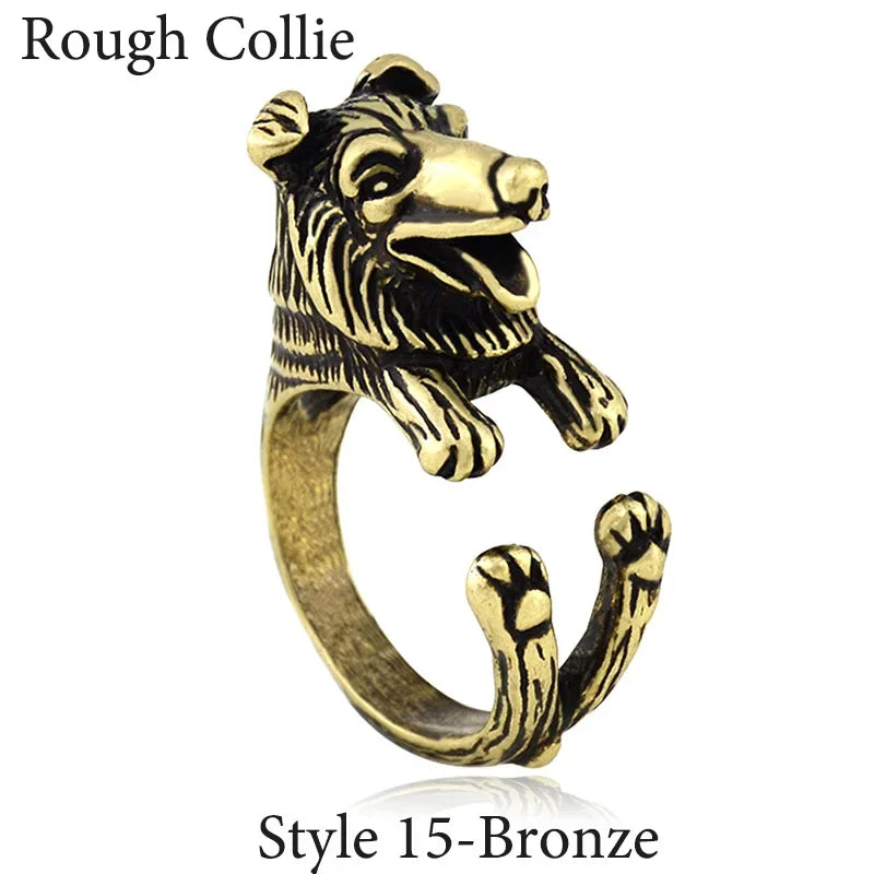 Vintage Labrador Retriever Wrap Ring Adjustable Fashion Jewelry for Women and Men