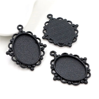 Antique Finish Cameo Cabochon Bracelet Setting Trays in Gold Silver Bronze and Rhodium 10 Pack